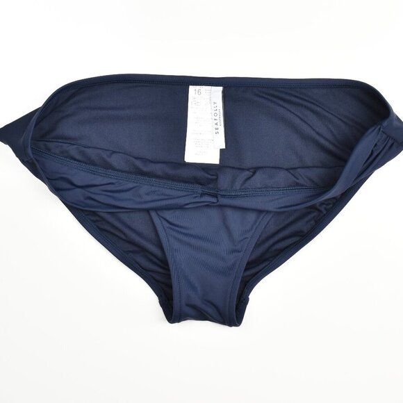 Seafolly Collective Twist Band Hipster Bikini Bottoms Navy - 16 - Picture 2 of 4